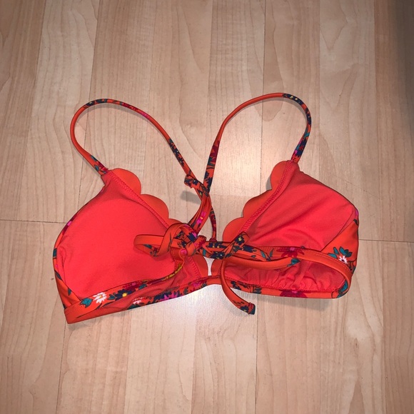 Orange Floral Bathing Suit Top - Picture 2 of 2